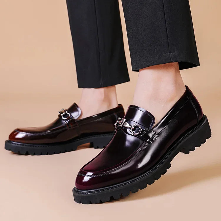 Zapatos de vestir de cuero para hombre, hebilla de calle de caballo, zapatos Oxford de alta calidad para hombre, zapatos formales para fiesta de boda y oficina, talla grande 38-48