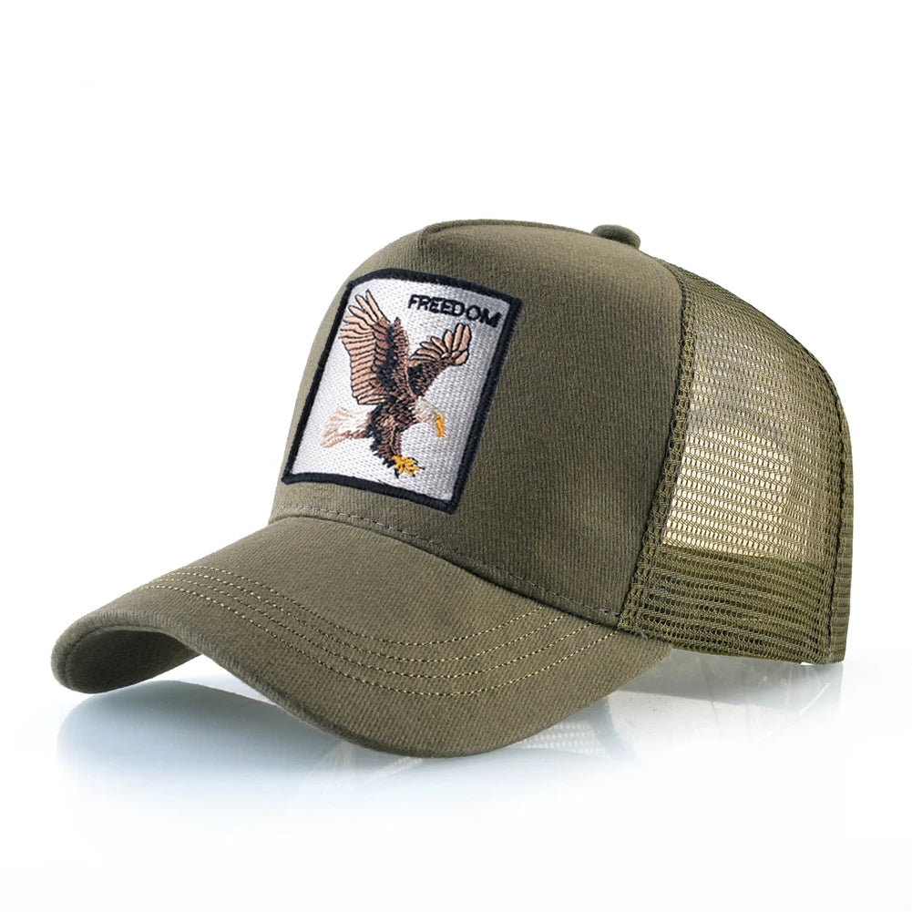 Gorras de camionero de moda con parche de cabra bordado gorra de béisbol Snapback para las cuatro estaciones para hombres y mujeres gorra con visera ajustable