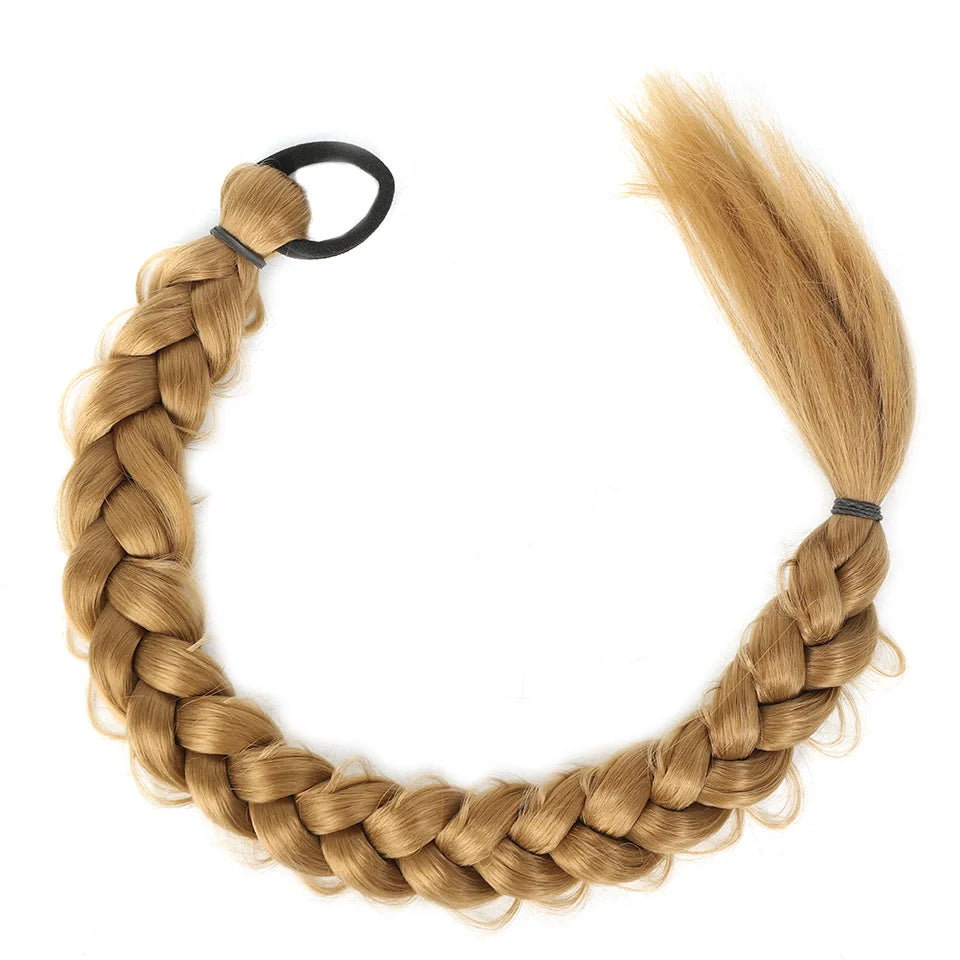 Extensiones de cabello de cola de caballo trenzadas de largo sintético de 24 pulgadas para mujer, accesorios para el cabello de fibra de alta temperatura