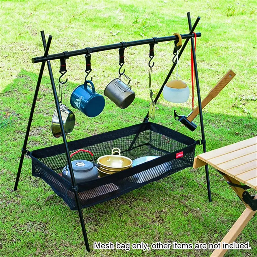 Bolsa de almacenamiento para debajo de la mesa de Picnic, caja de almacenamiento de escritorio, trípode, cesta de malla, organizador, mesa de Camping, estante de trípode para Picnic y Camping