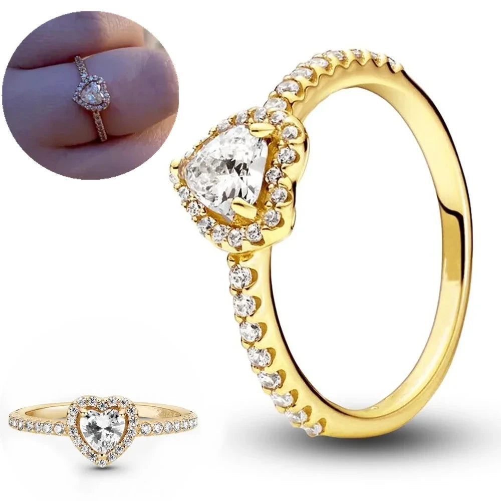 Tamaño europeo 6 7 8 9 anillos rojos, blancos y rosas para mujer, anillo de cristal de boda Original, accesorios de joyería de lujo, joyería de moda