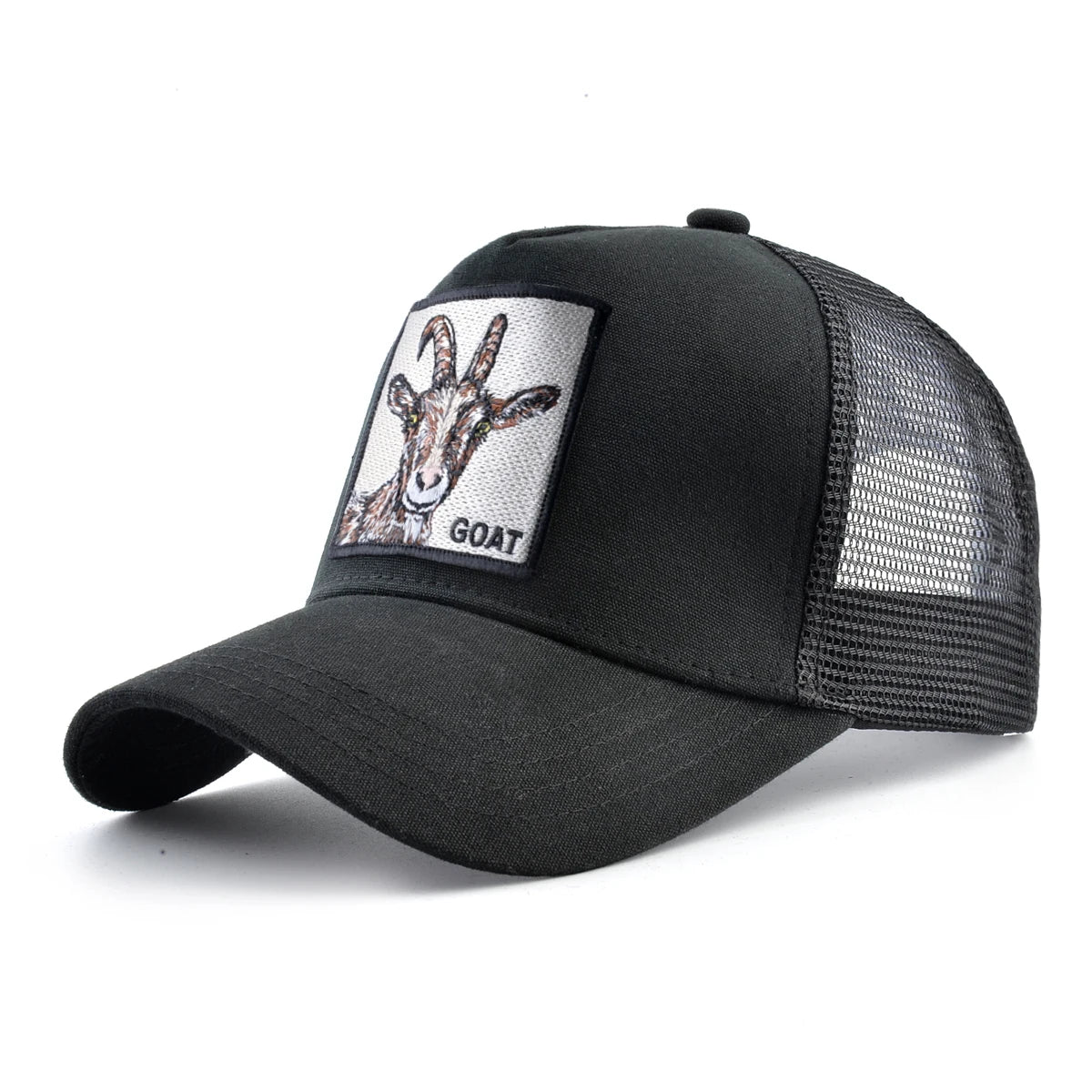 Gorras de camionero de moda con parche de cabra bordado gorra de béisbol Snapback para las cuatro estaciones para hombres y mujeres gorra con visera ajustable