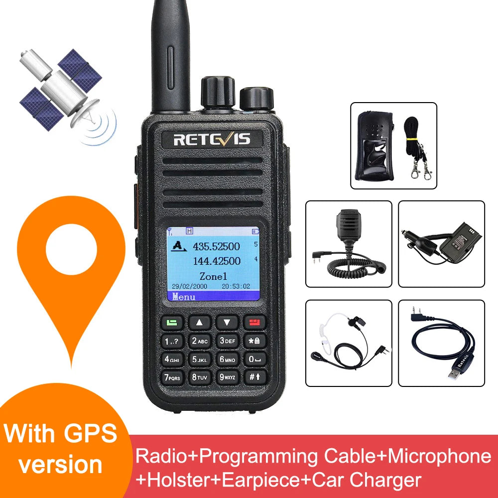 Retevis RT3S DMR walkie talkies de largo alcance radio portátil recargable radio a pilas camping walkie talkie emisora radioaficionado radio emergencia supervivencia profesionales walkie-talkies Cifrado AES256 GPS APRS
