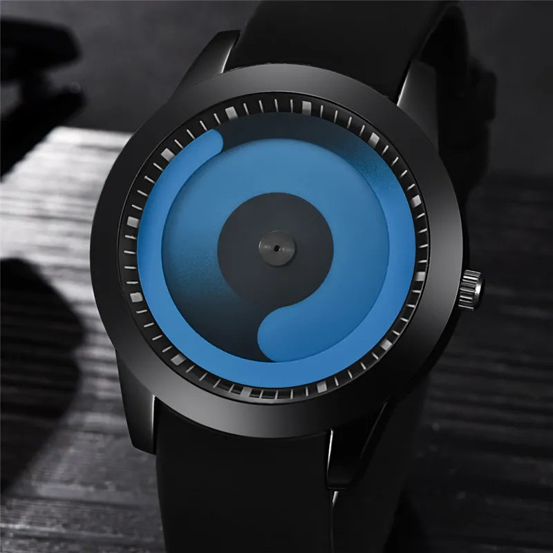Relojes baratos de diseño único para hombre, Erkek Barato Saat, banda de goma de moda, reloj Vintage de cuarzo Simple, relojes masculinos negros 2024
