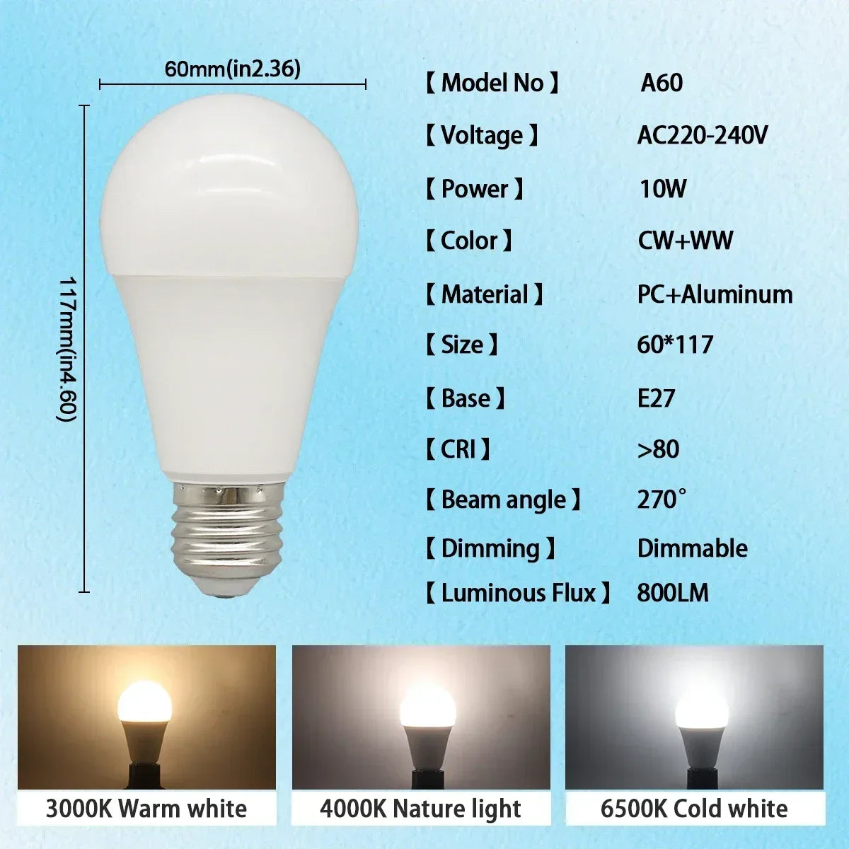 1-20 piezas regulable Bluetooth LED bombillas inteligentes aplicación E27 3000K-6500K iluminación 10W 220V 230V para dormitorio hogar Derec