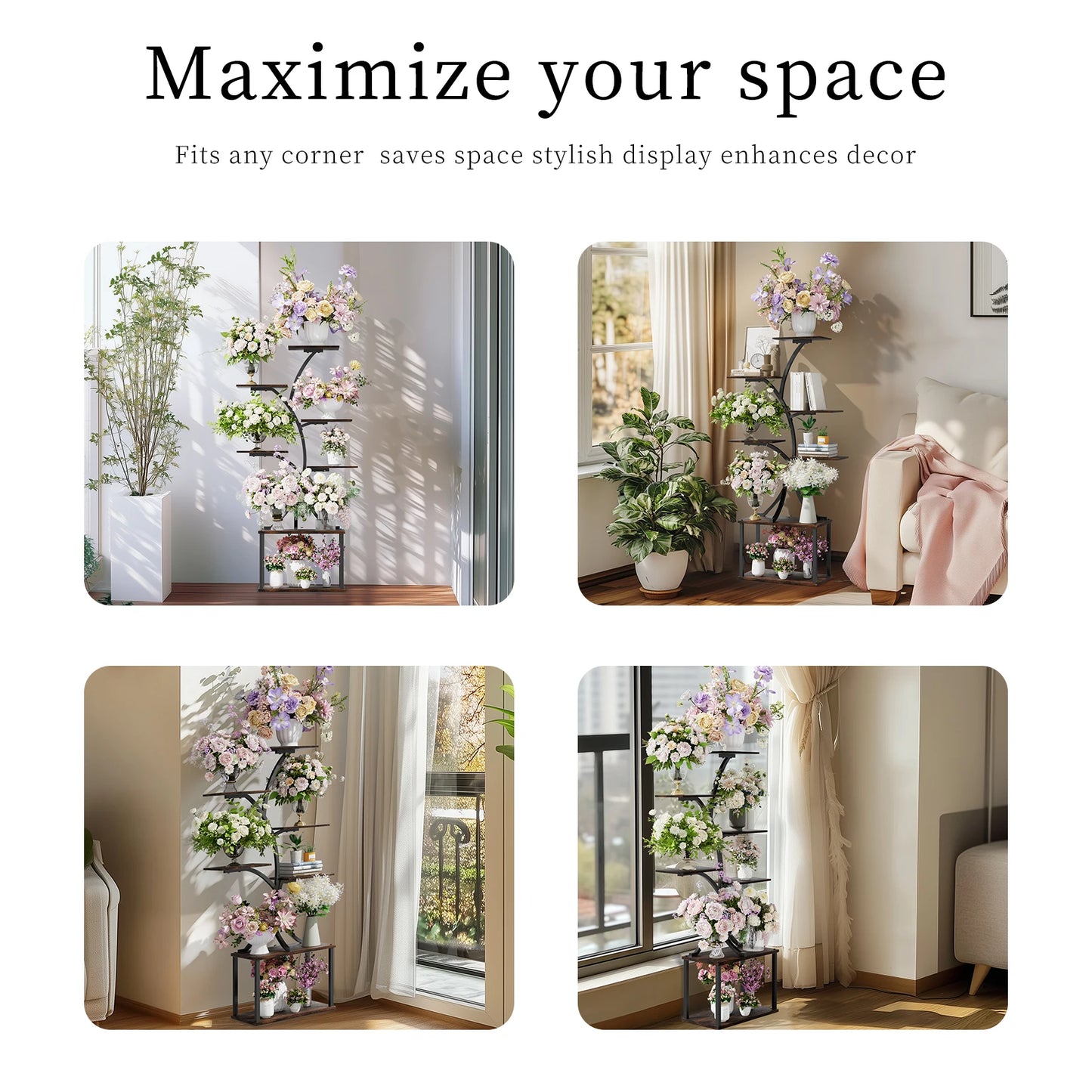 Soporte para plantas multicapa, soporte para plantas en forma de árbol de estilo Industrial, estante de exhibición, soporte para flores de esquina para maceteros de jardín, interior