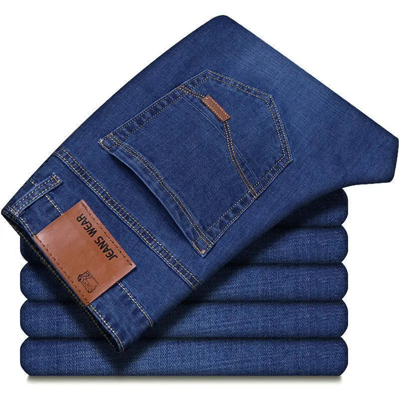 2025New hombres pantalones vaqueros elásticos hombre clásico elasticidad pantalones vaqueros de negocios hombres moda cómoda sólido delgado recto pantalones vaqueros largos