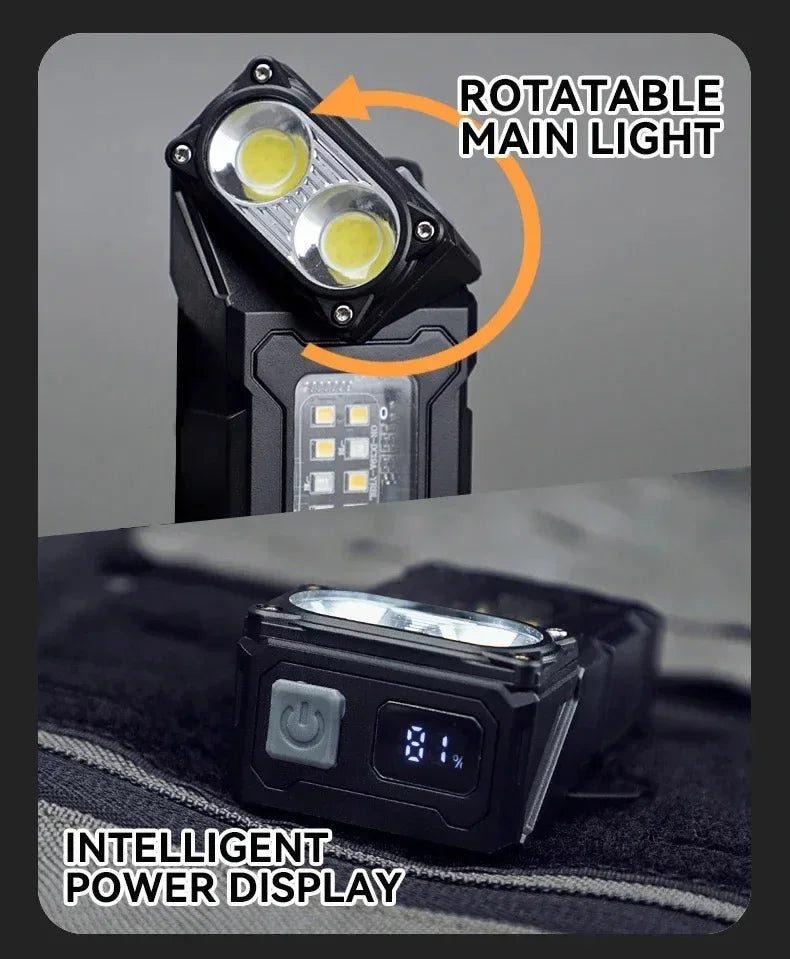 Luz de trabajo al aire libre Mini imán portátil LED USB recargable luz de Camping con mochila correa Clip herramientas de senderismo
