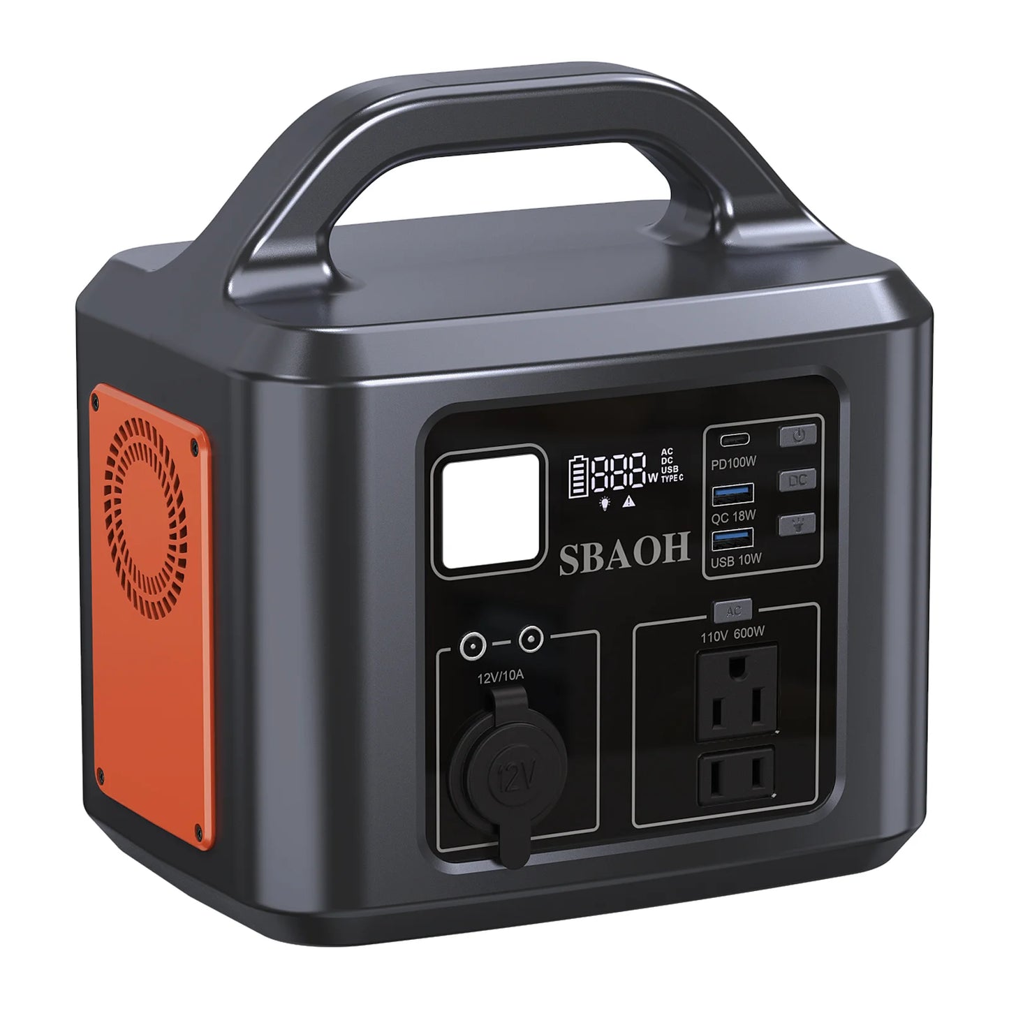 Estación de energía portátil para exteriores, 538,7Wh, 600W, con entrada de carga Solar, 100W PD USB-C, QC3.0, toma de corriente CA, Camping al aire libre