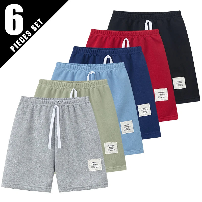1/3/6 Pcs Children's Solid Color Drawstring Strap Shorts Boy Casual Fashion Pants Girl Joker Comfortable Elastic Waist Pants