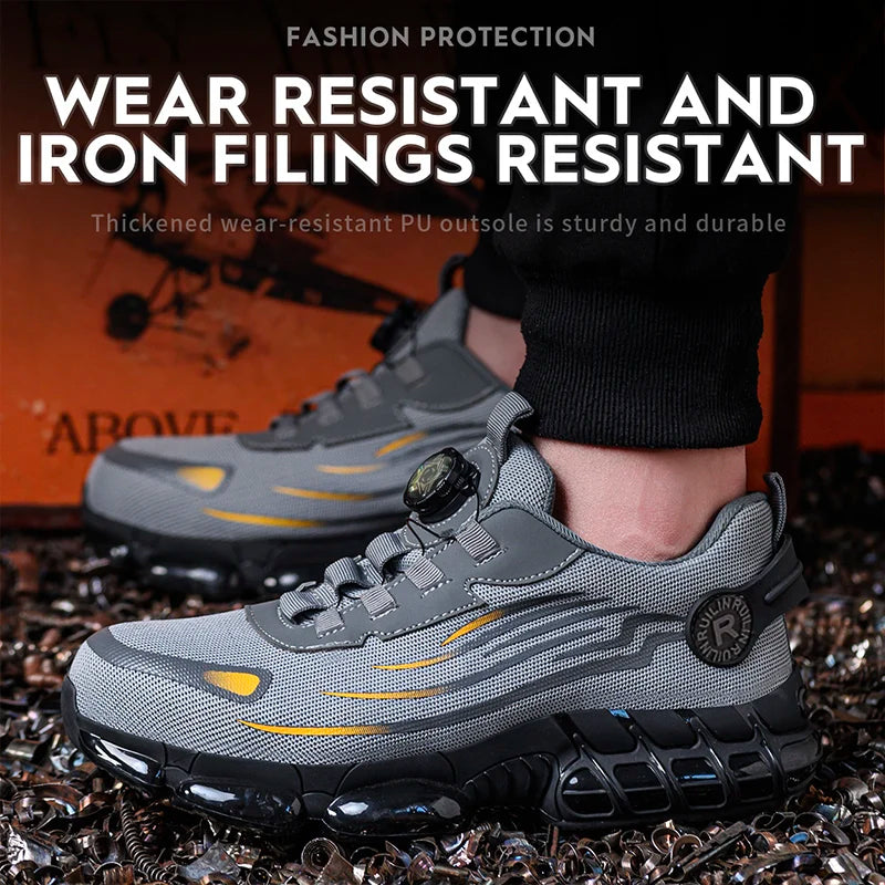 Zapatos de seguridad protectores con punta de acero indestructibles, zapatos de trabajo antideslizantes y resistentes a la abrasión, zapatillas cómodas y resistentes para hombres 