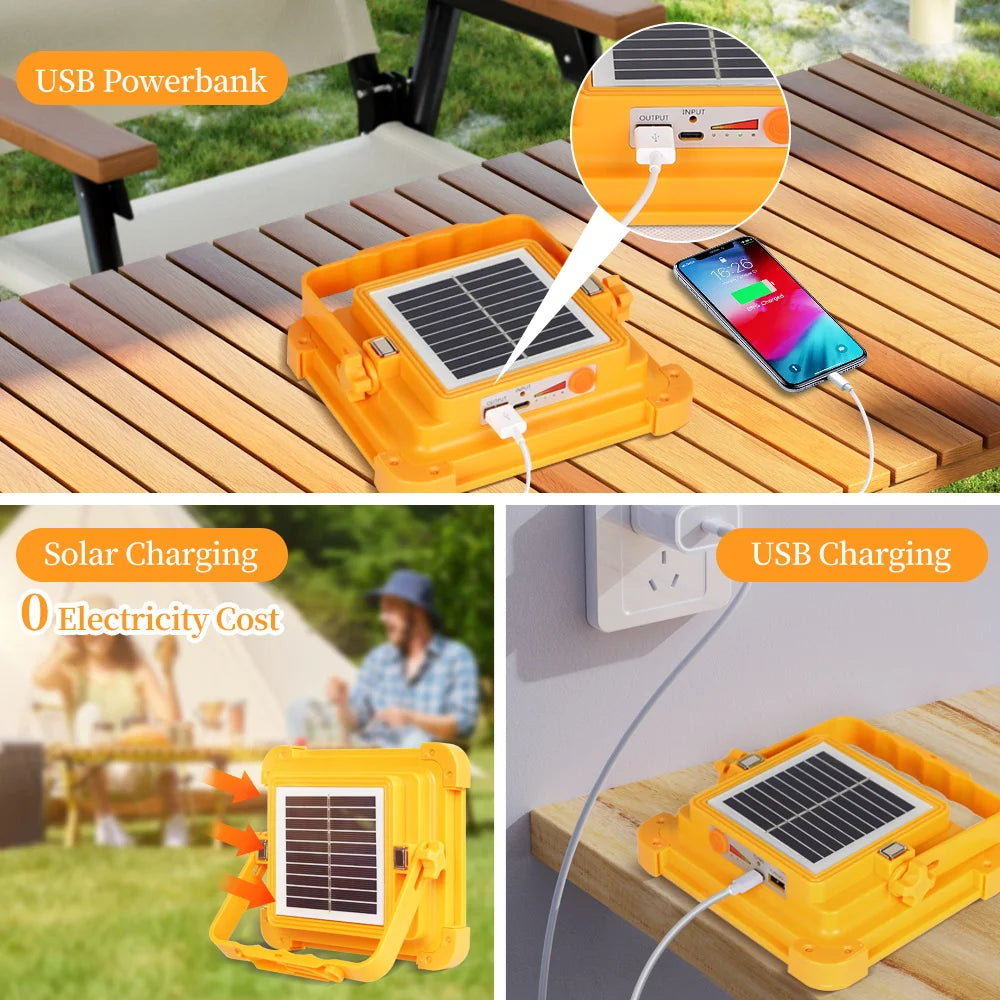 Linterna solar portátil con luces solares recargables por USB para exteriores, luz solar de emergencia para Parkside, viajes, caminatas, luces LED para acampar