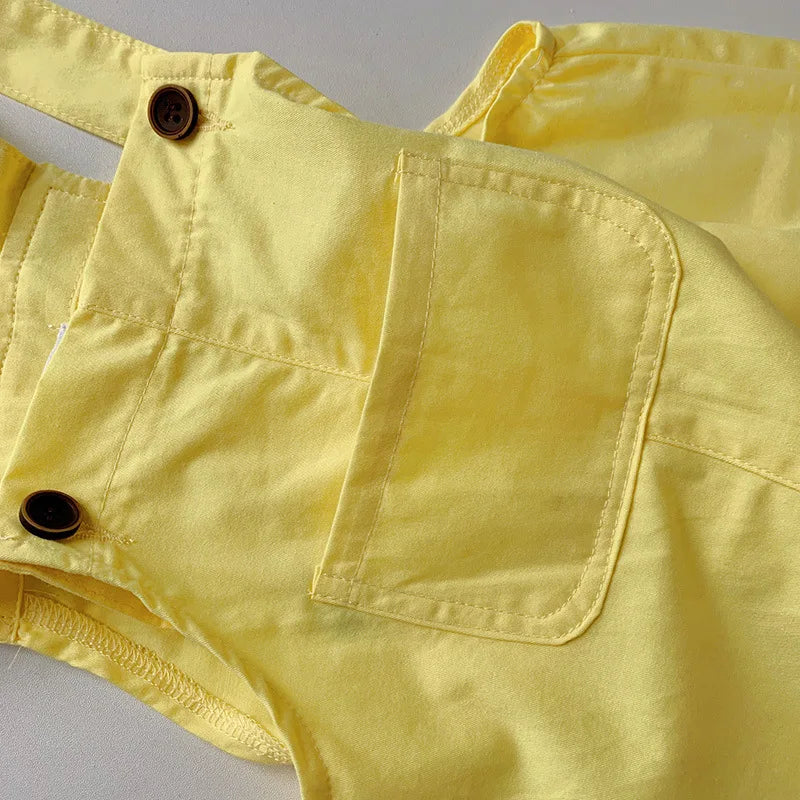 Lindo bebé niños general bebés y niñas pantalones casuales coreanos mono de disfraz de Color caramelo