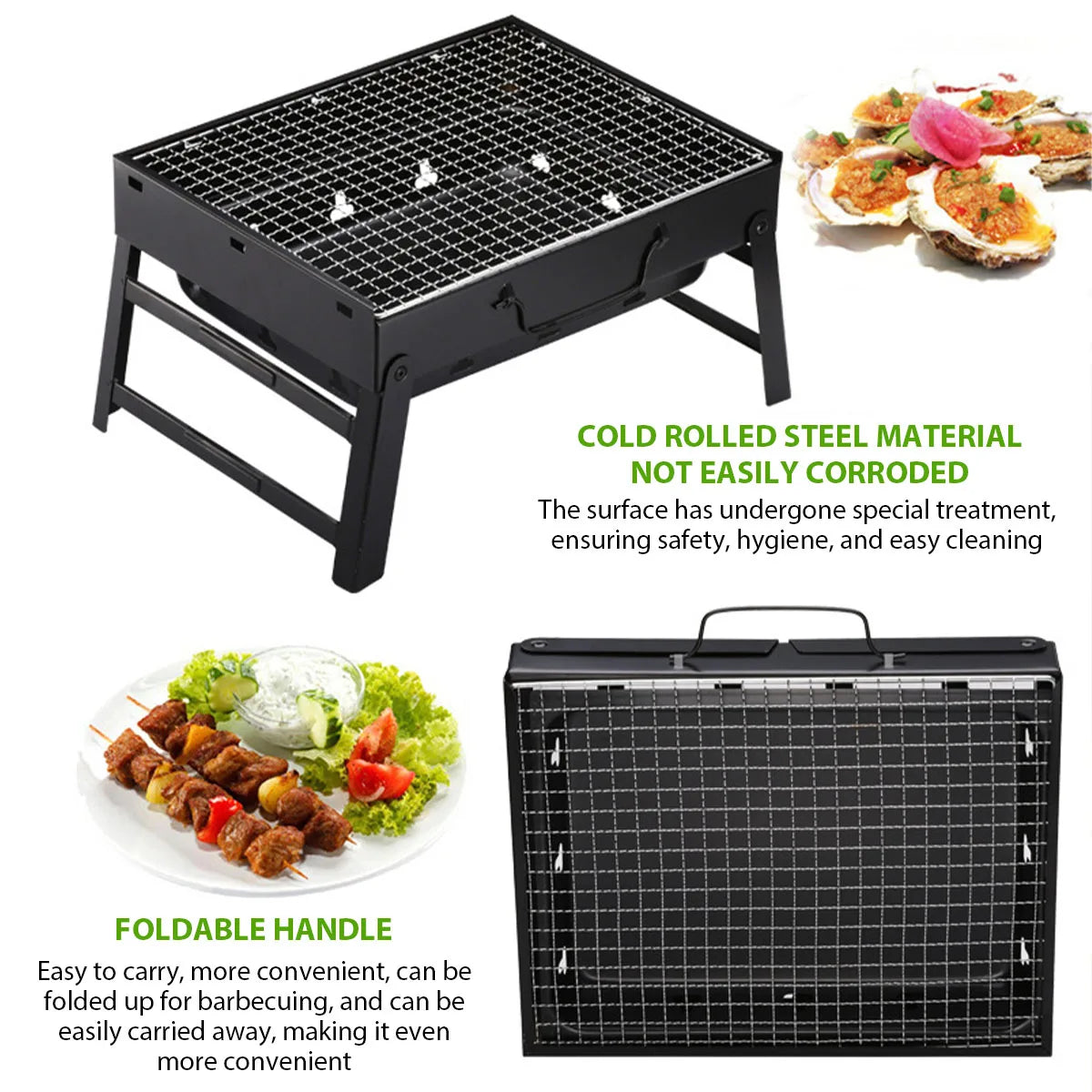 Parrilla de carbón portátil para barbacoa, Mini Kit de herramientas para barbacoa pequeña de acero inoxidable, cocina al aire libre, Camping, Picnic, playa, barbacoa portátil