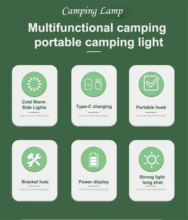 WEST BIKING-luz colgante para tienda de campaña, linternas portátiles para acampar, luz Led recargable por USB, lámpara de campamento para emergencias al aire libre