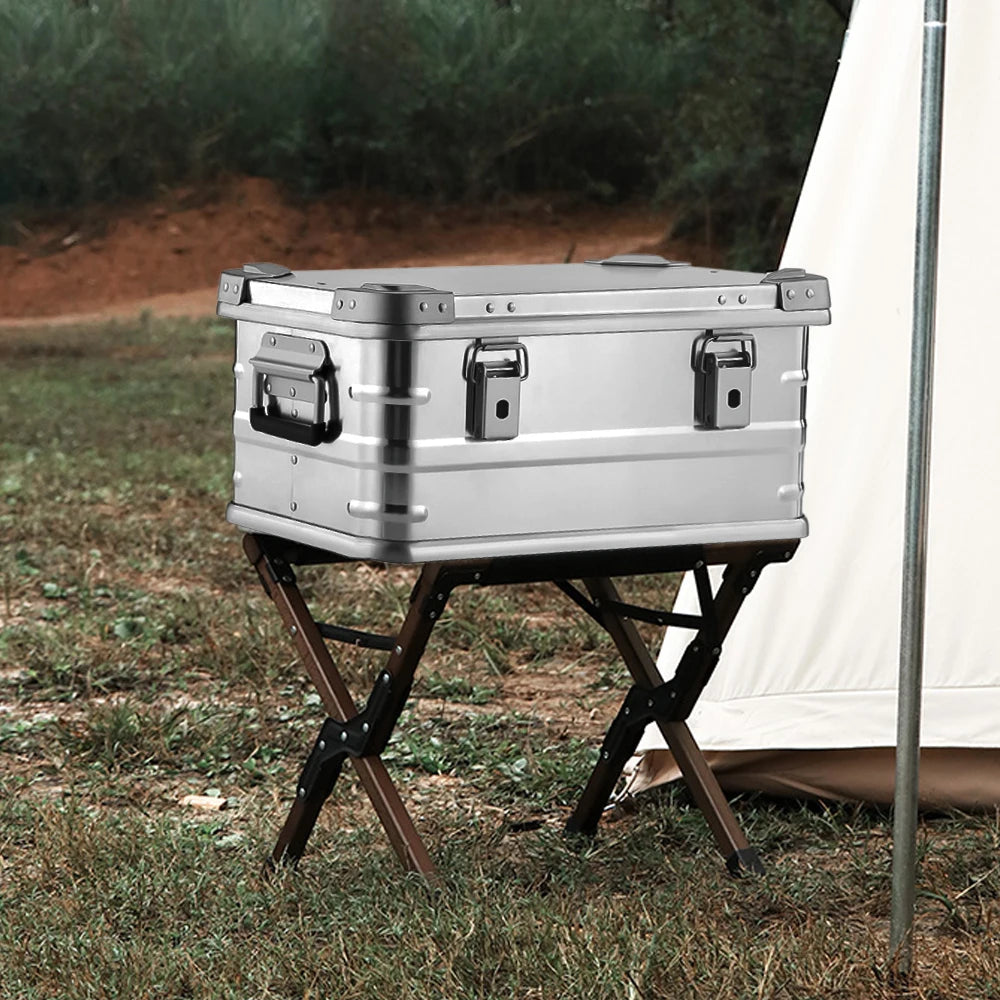 30-80L Camping Picnic viaje aleación de aluminio caja de gran capacidad accesorios bolsa de almacenamiento accesorios de senderismo almacenamiento al aire libre