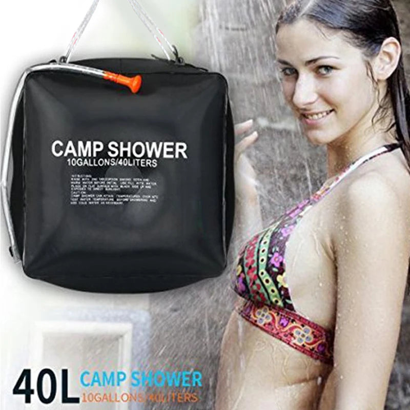 Bolsa de agua 40L cabezal de ducha energía Solar calentamiento rápido Camping bolsa de ducha Camping pesca senderismo bolsa de almacenamiento de agua bolsa de baño
