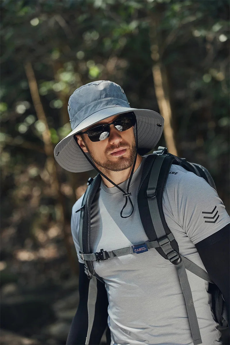 Sombrero de pescador de ala ancha y grande para hombre, gorra impermeable con protección UV para el sol, senderismo, pesca, escalada, sombreros de cubo de Safari de gran tamaño, verano