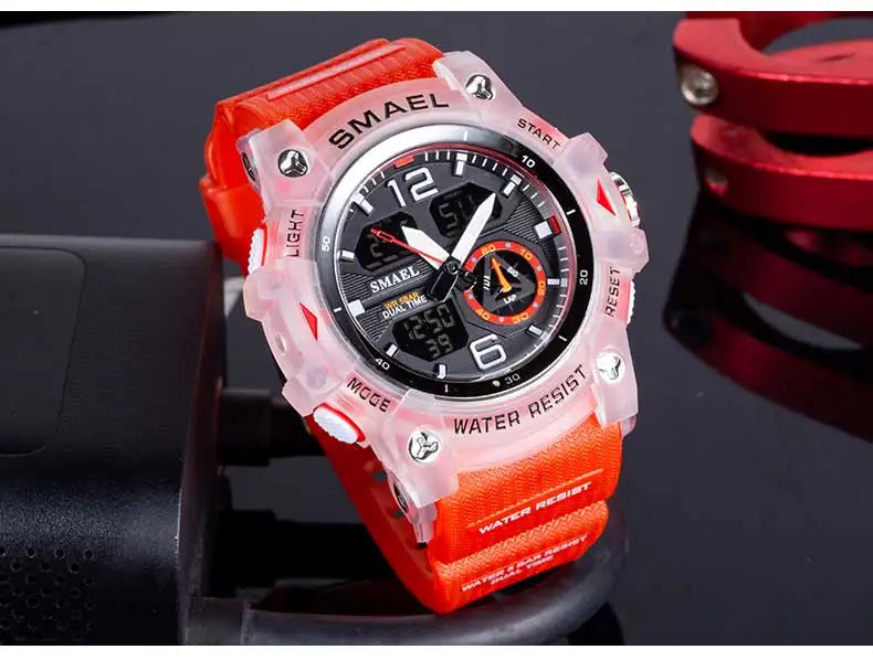 SMAEL-reloj deportivo militar para hombre, cronómetro con alarma, luz trasera Digital LED, pantalla de hora Dual, resistente al agua, 8007