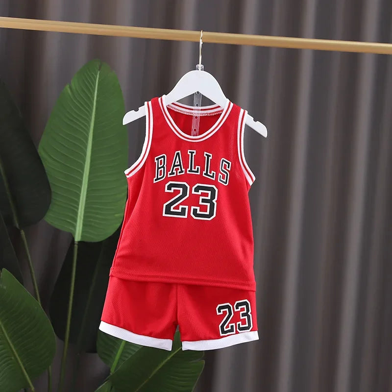 2025 Verano bebé niño niña baloncesto guarderÃÂa ropa camiseta camisola + Pantalones cortos niños chándales 1 2 3 4 5 6 años