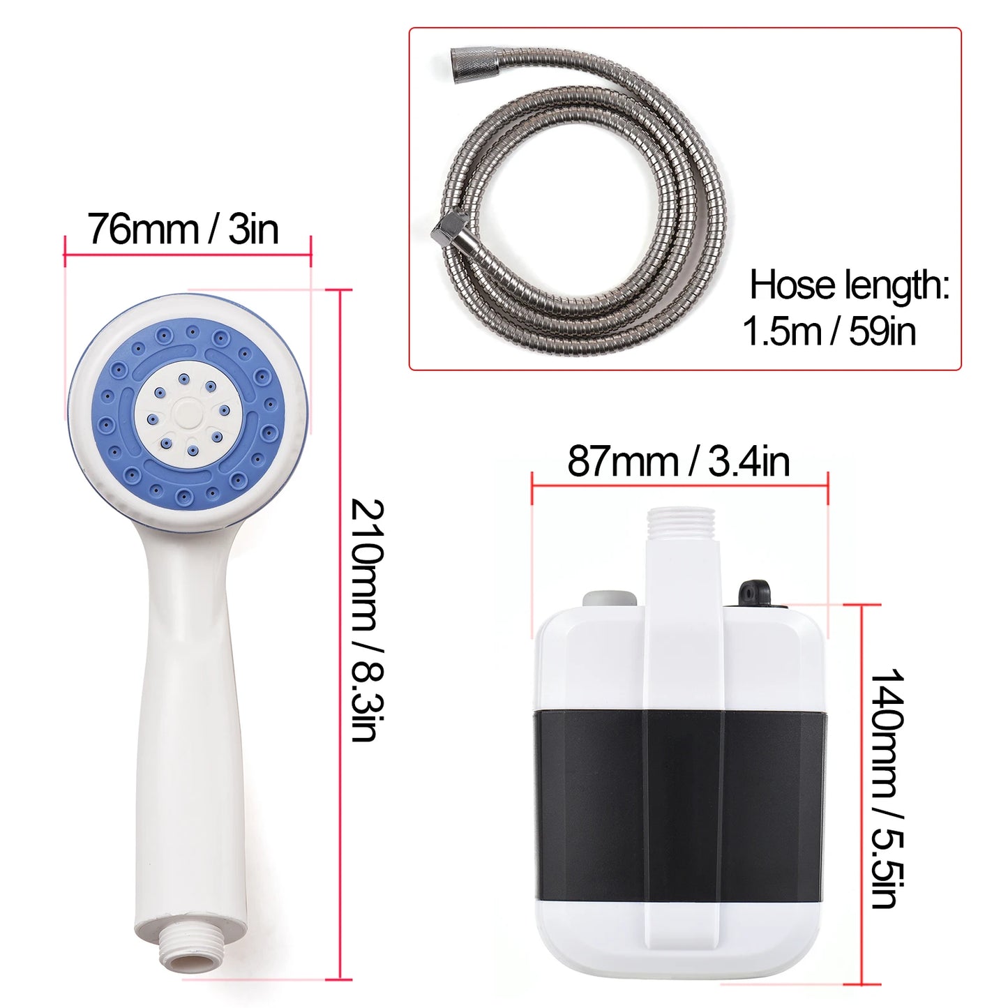 Ducha de Camping portátil, bomba de ducha eléctrica recargable por USB para exteriores, para acampar, lavado de coches, jardinerÃa, limpieza de mascotas
