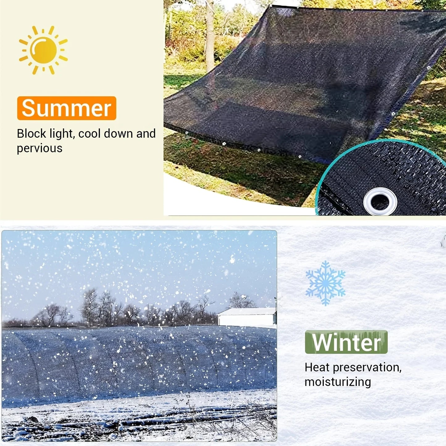 Malla de red de tela para sombra de protección solar 70%, tela de protección solar con ojales para plantas, protección térmica, Patio al aire libre
