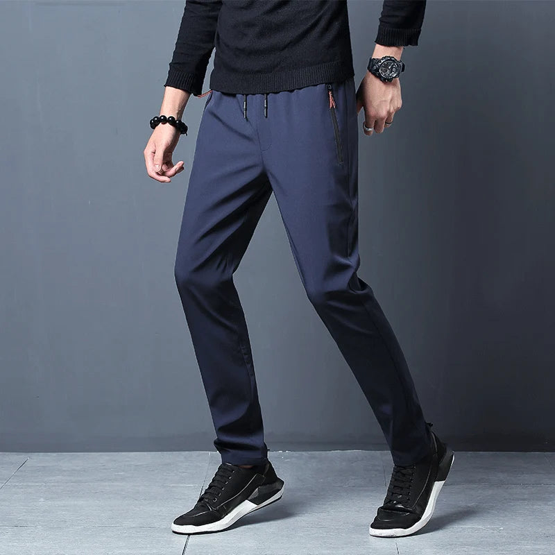 Pantalones casuales de secado rápido de seda de hielo de verano para hombres pantalones ajustados versión coreana pantalones de seda de hielo pantalones deportivos tubo recto de secado rápido p