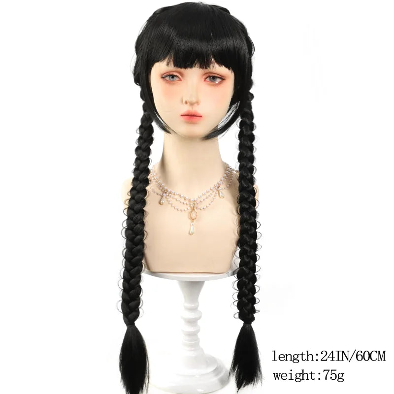 Extensiones de cabello de cola de caballo trenzadas de largo sintético de 24 pulgadas para mujer, accesorios para el cabello de fibra de alta temperatura