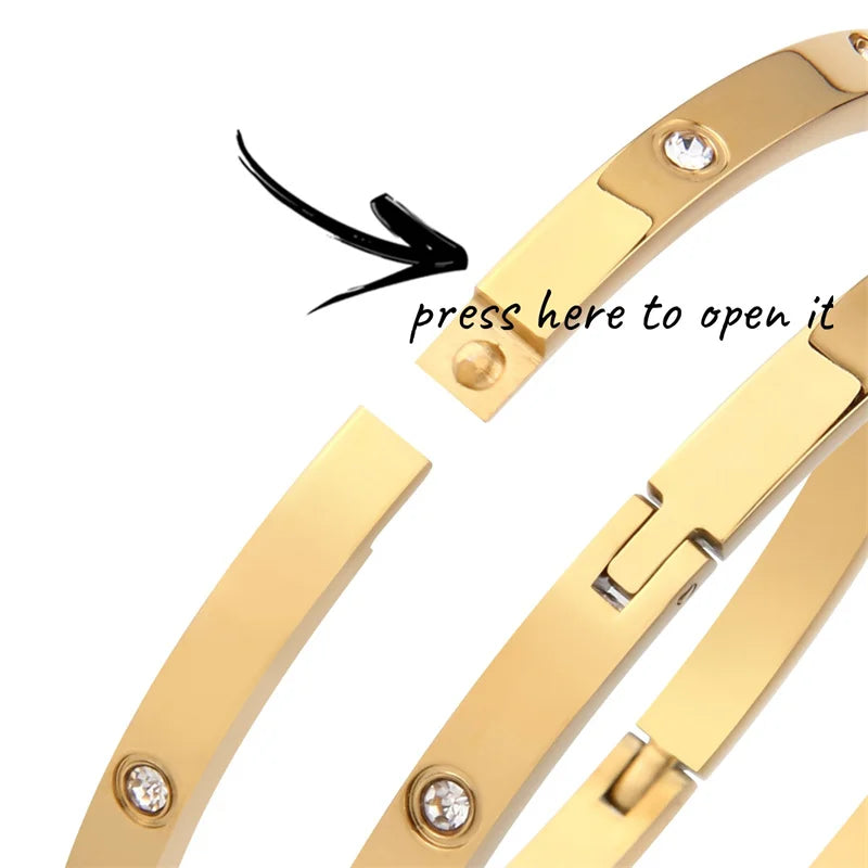 Pulseras de acero inoxidable en la mano, brazaletes de 6mm y 4mm para mujer, joyerÃa para mujer, regalos de diseñador de titanio con diamantes de imitación a la moda para mujer