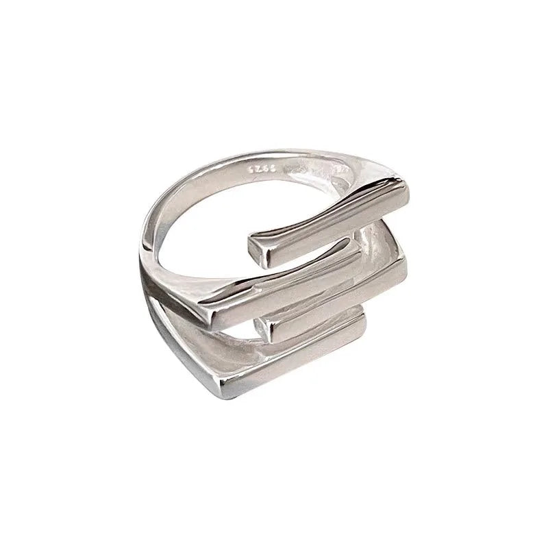 BF CLUB 925 anillos de plata esterlina para mujer, anillo Retro Irregular geométrico Simple hecho a mano, antialérgico de circón dorado para regalo de cumpleaños