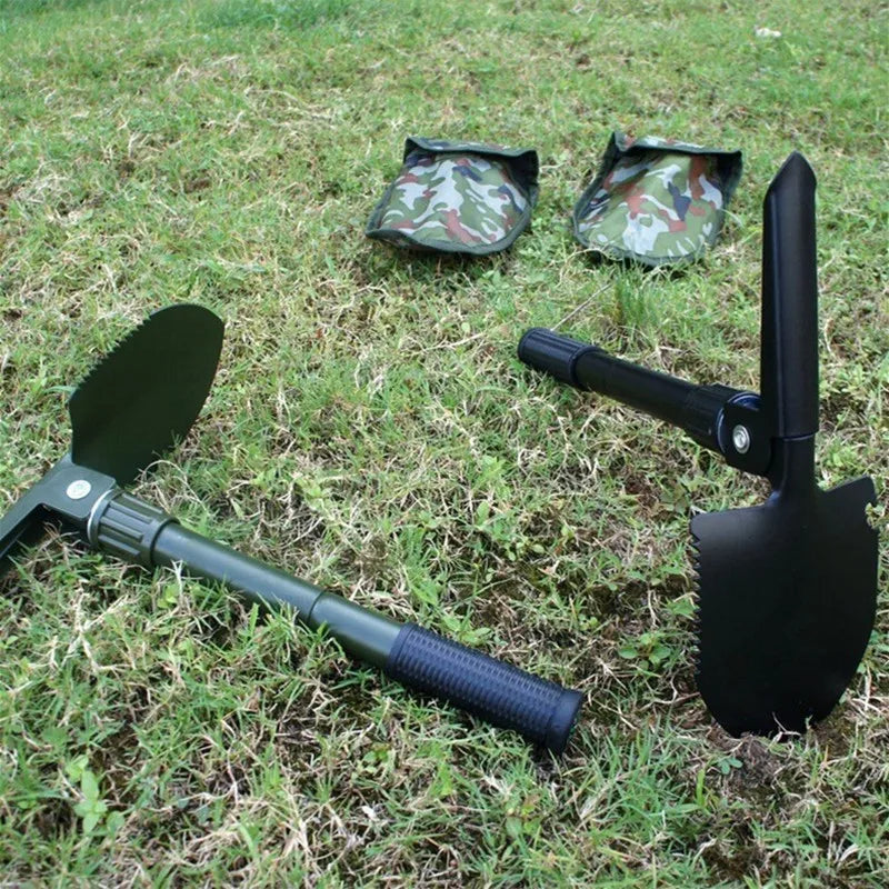 Pala de supervivencia 4 en 1 para exteriores | Picareta y pala multiherramienta | Equipo de emergencia para acampar