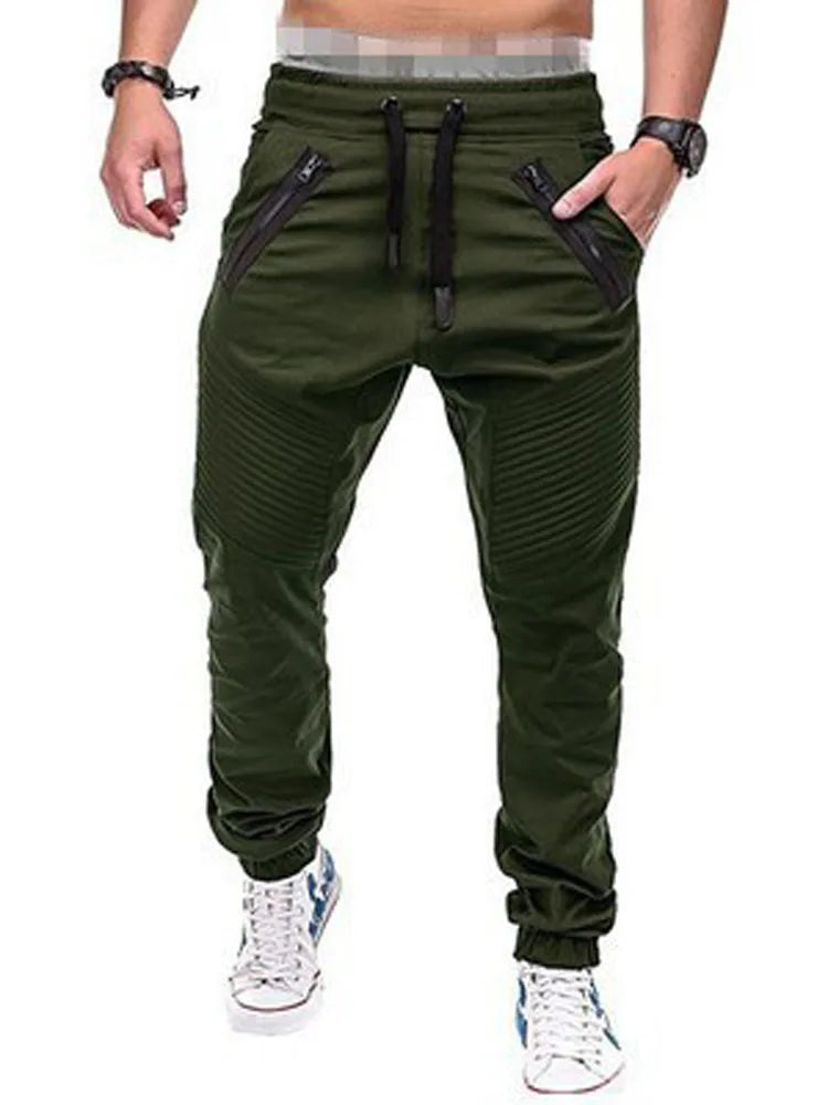 Pantalones largos de tubo con bolsillo para hombre, pantalones bombachos a rayas informales ajustados con cordón y cintura elástica baja para verano, BSD-8812