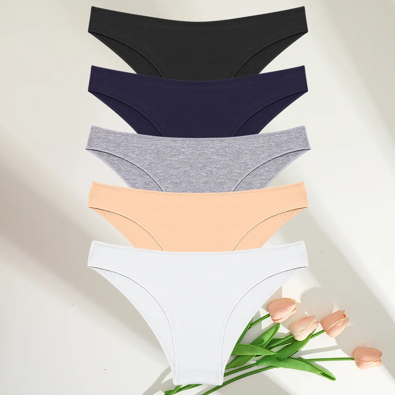 FINETOO-Conjunto de bragas de M-XXL para mujer, lencerÃa de algodón, ropa interior Sexy, 7 colores sólidos