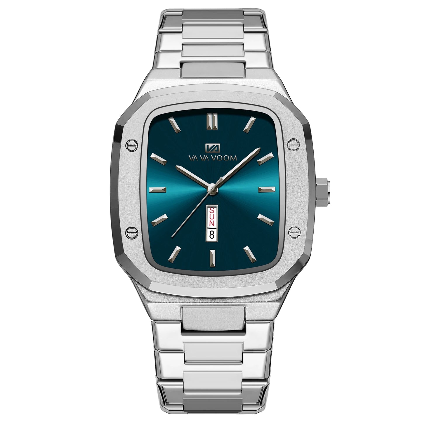 2024 nuevo reloj para hombre, correa cuadrada de acero inoxidable a la moda, oro azul, 3Bar, calendario semanal de cuarzo, reloj de pulsera deportivo de negocios simulado