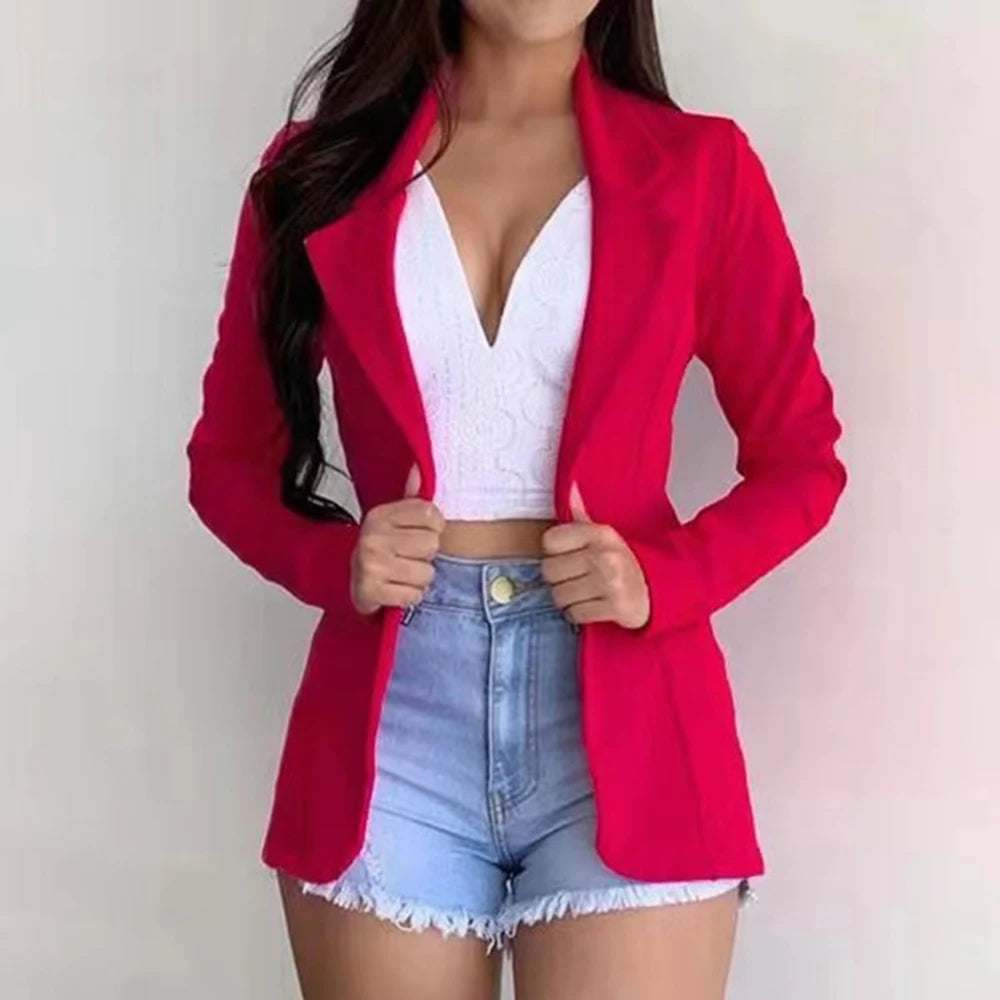 Abrigo deportivo elegante para mujer, top informal deportivo de oficina ajustado de manga larga
