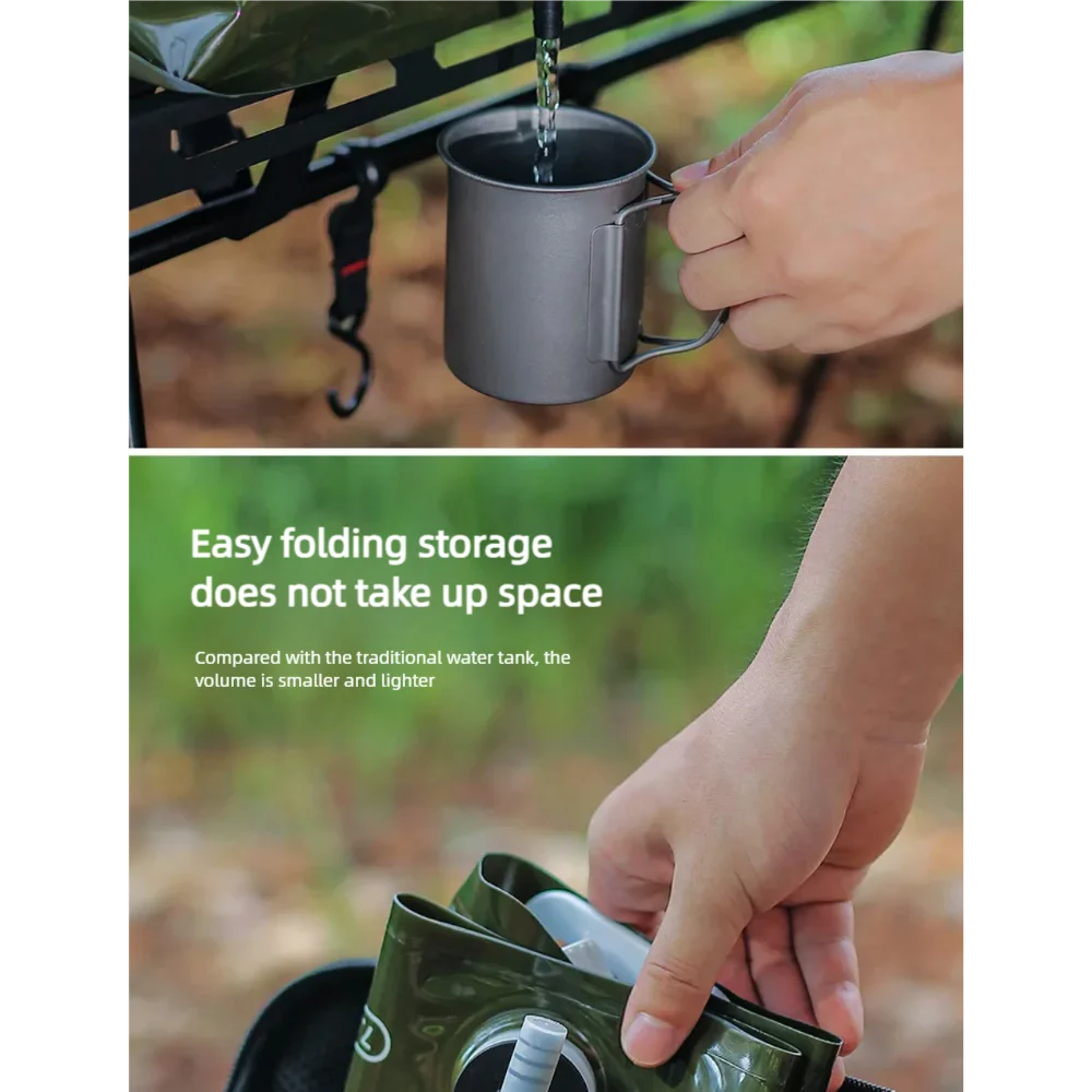 TARKA-bolsa de agua plegable para acampar, 7,5l, bolsa de agua portátil para exteriores, jarra de agua, cubo de agua con válvula de agua para Picnic, campamento y escalada