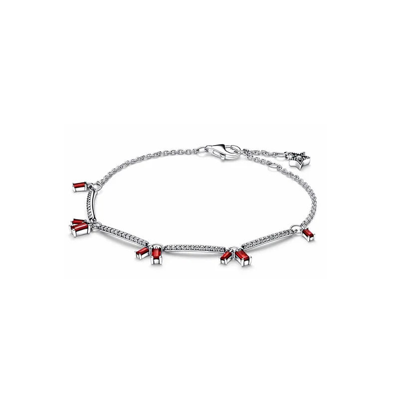 Nuevo original Plata de Ley 925 chapada brillante en forma de corazón collar pulsera mujer regalo de cumpleaños del Día de San Valentín joyería DIY