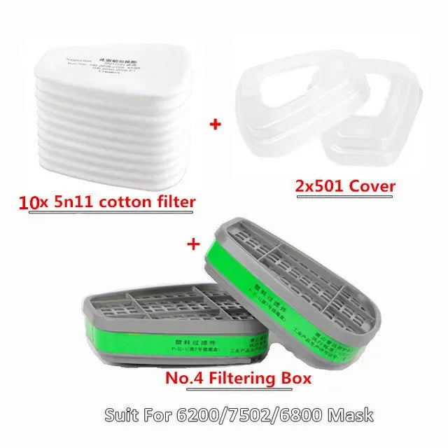 6200/7502/6800 Mascarilla de gas quÃÂmico 6001/6002/6004 Caja 5N11 Filtro de protección de algodón Mascarilla de pinturaRespiratorAccesorios reemplazables