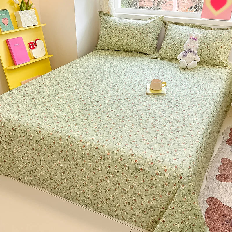 Sábana de algodón 100% con estampado de flores, sábanas dobles para niñas y niños, ropa de cama individual Queen King Size, 1 Uds.