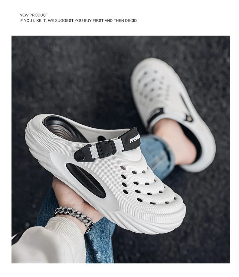Zuecos con soporte para el arco para hombre, calzado para jardín, zapatillas de playa sin cordones para exteriores, sandalias con cojín cómodo extraíble