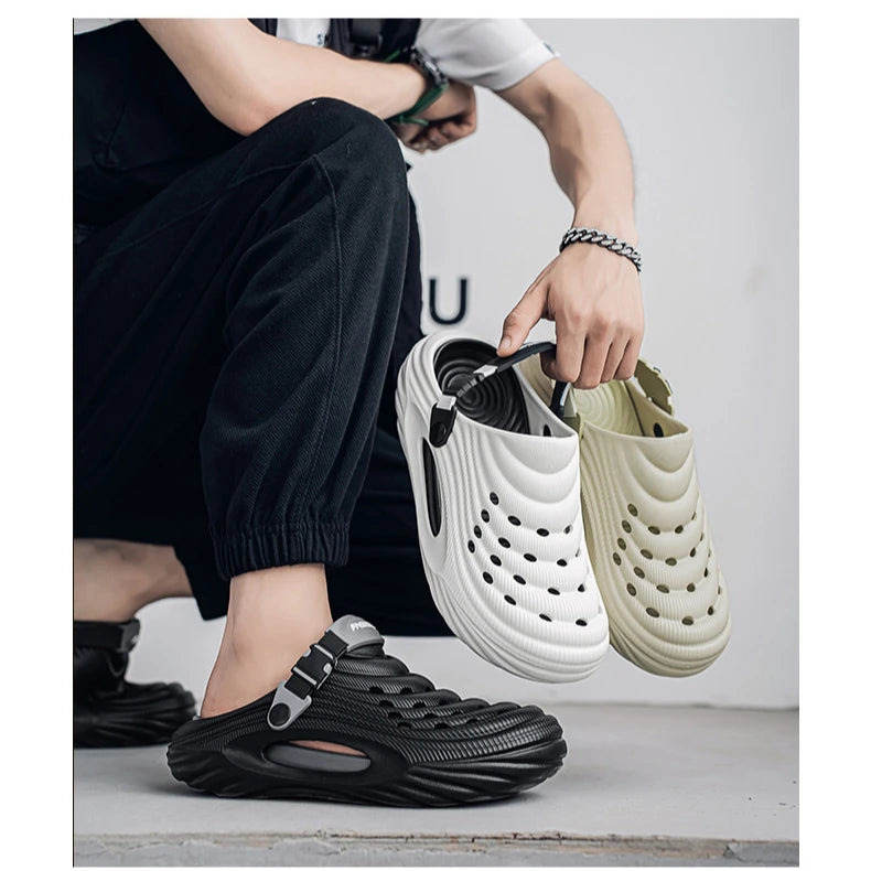 Zuecos con soporte para el arco para hombre, calzado para jardín, zapatillas de playa sin cordones para exteriores, sandalias con cojín cómodo extraíble