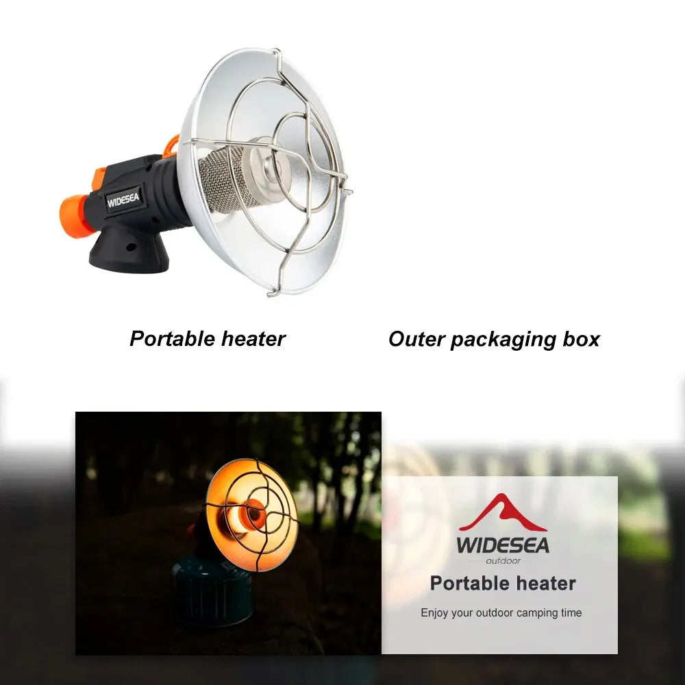 Calentador de Camping Widesea, chimenea portátil de acero inoxidable para invierno, estufa al aire libre, quemador de Gas para senderismo, equipo de supervivencia de calefacción