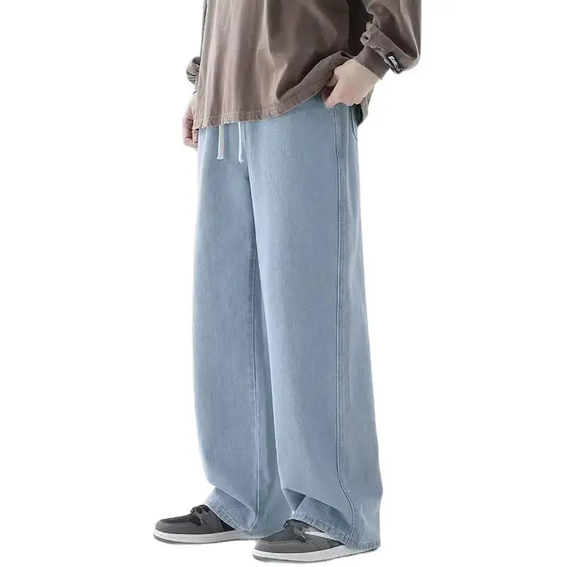 Nuevo 2024 Venta caliente de los hombres coreanos Casual largo Denim clásico de los hombres de pierna recta High Street Denim pantalones de pierna ancha