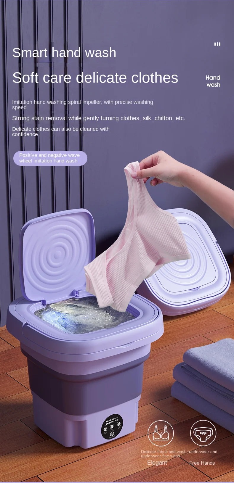 Lavadora plegable pequeña portátil de 8L con secador giratorio para calcetines, ropa interior, bragas, lavadora, Mini lavadora doméstica