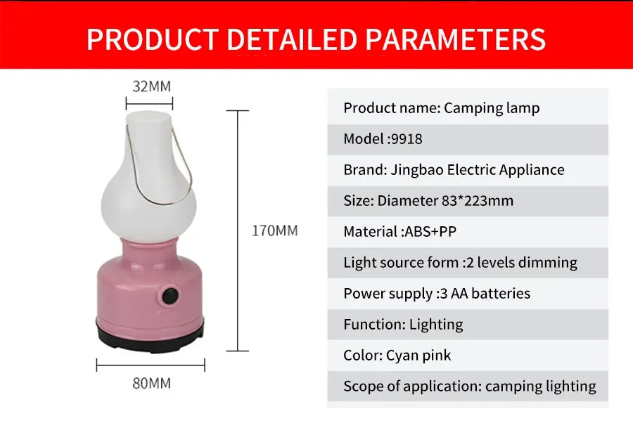 Luces de Camping portátiles, lámpara impermeable para campamento al aire libre, 2 modos de iluminación, lámpara de tienda para senderismo, patio de escalada
