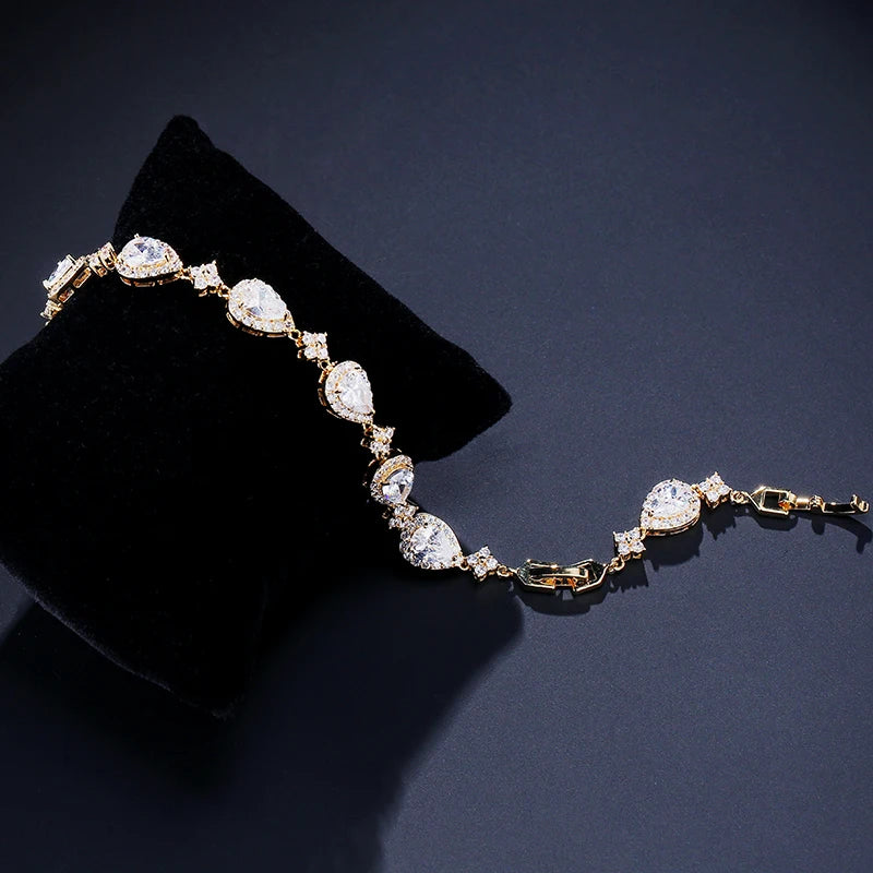 ZAKOL clásico geométrico gota de agua CZ pulsera para mujer nupcial hermosa Buling circón fiesta boda joyerÃa