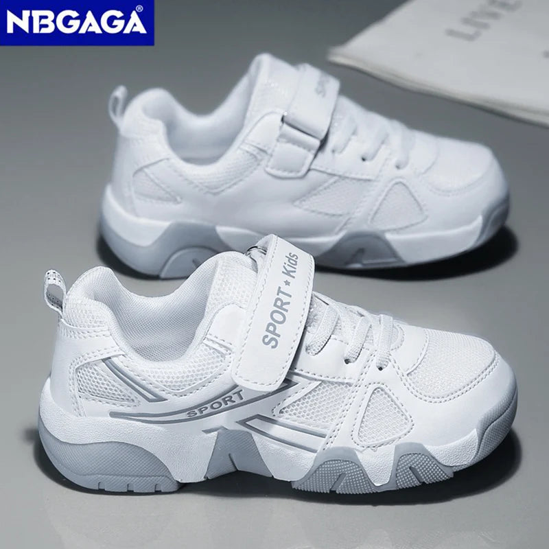 Zapatos blancos transpirables para caminar para niños, zapatillas informales de malla de verano para niños, tenis deportivos al aire libre antideslizantes