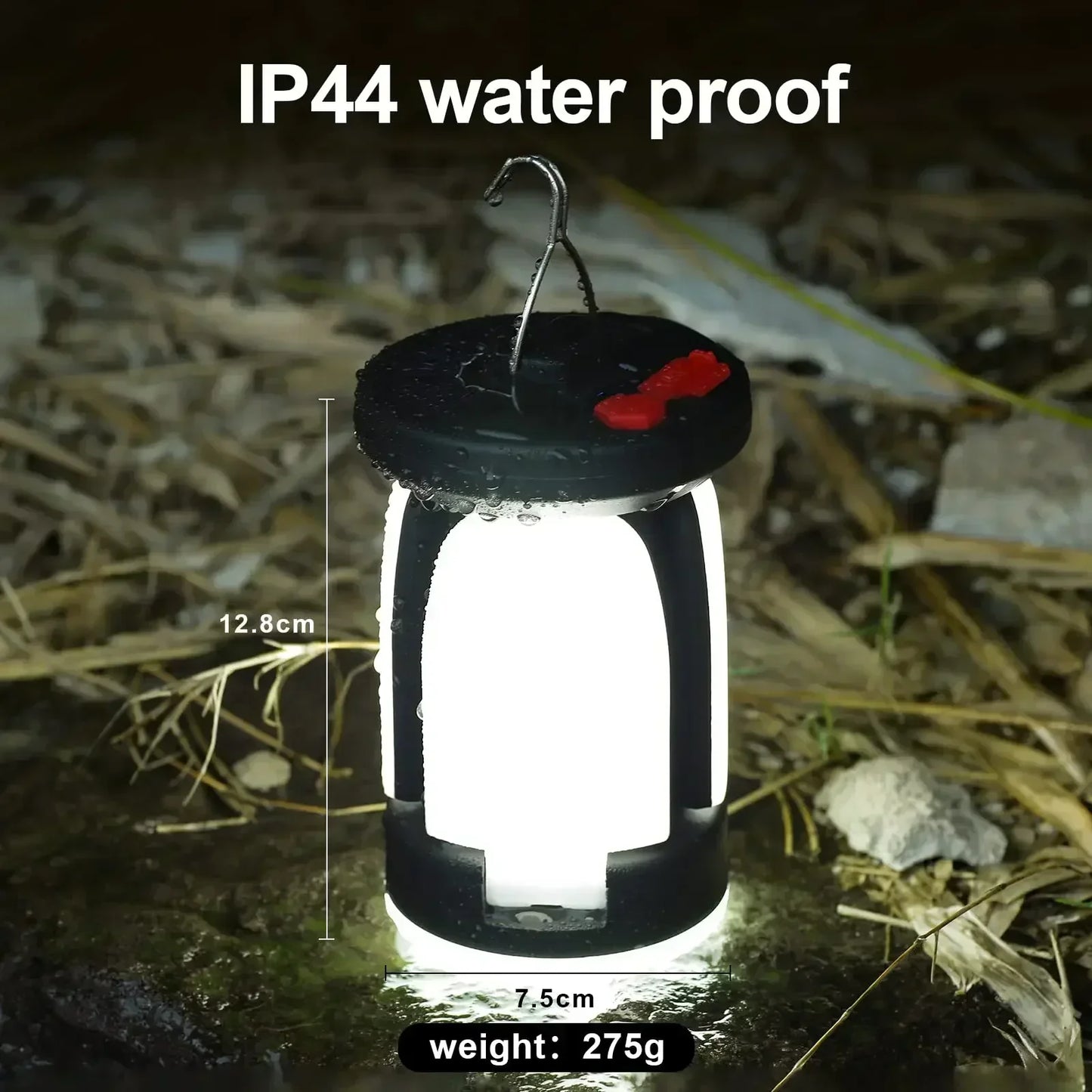 Linterna LED recargable ultrabrillante para acampar, reflector plegable, 3 modos de luz y linterna manos libres para acampar/senderismo/pesca