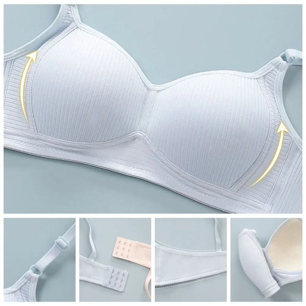 Sujetador inalámbrico ajustado para mujer, Bralettes con pechos recogidos a prueba de golpes, lencería antiflacidez, sujetador con escote en V profundo para verano