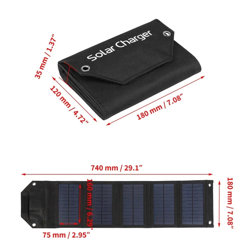 Panel Solar plegable de 60W, 80W, 100W, 5V, USB, bolsa plegable portátil, cargador de batería para teléfono, Camping al aire libre, Banco de energía impermeable